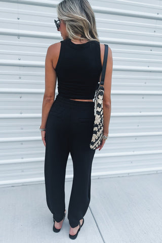 Luxe Scuba Black Joggers - Simply Me Boutique