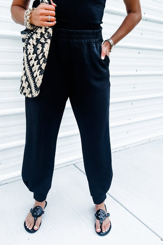 Luxe Scuba Black Joggers - Simply Me Boutique