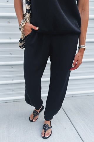 Luxe Scuba Black Joggers - Simply Me Boutique