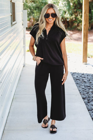 Luxe Scuba Black Top - Simply Me Boutique