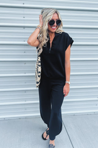 Luxe Scuba Black Top - Simply Me Boutique