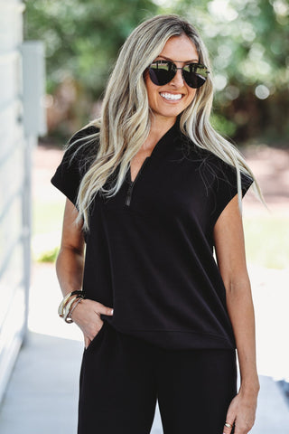 Luxe Scuba Black Top - Simply Me Boutique
