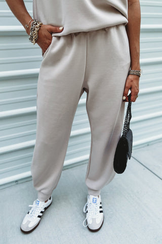 Luxe Scuba Mocha Cream Joggers - Simply Me Boutique