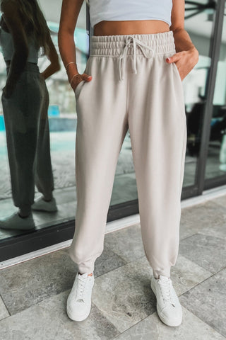Luxe Scuba Mocha Drawstring Joggers - Simply Me Boutique