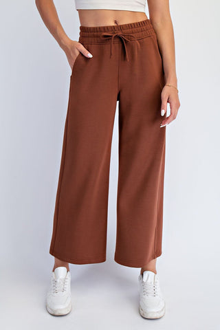 Luxe Scuba Wide Leg Cropped Pants (Chestnut) - Simply Me Boutique