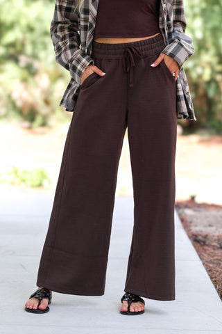 Luxe Scuba Wide Leg Cropped Pants (Espresso) - Simply Me Boutique