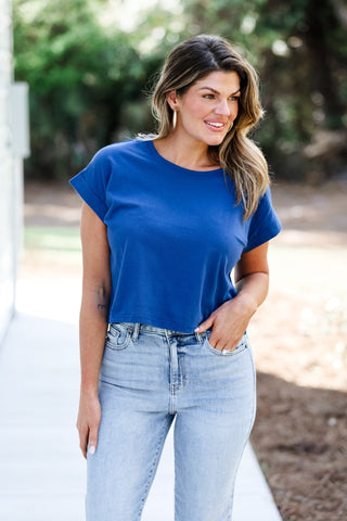 Made for Comfort Light Navy Crop Top - Simply Me Boutique