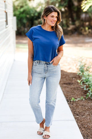Made for Comfort Light Navy Crop Top - Simply Me Boutique