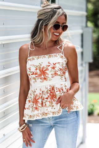 Magnolia Market Floral Peplum Top - Simply Me Boutique