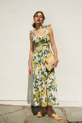 Main Squeeze Lemon Tie Maxi Dress - Simply Me Boutique