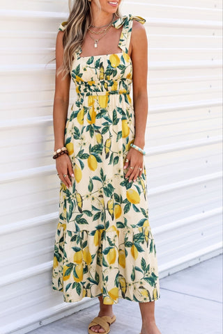 Main Squeeze Lemon Tie Maxi Dress - Simply Me Boutique