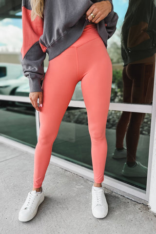 Making Moves Coral Crossover Leggings - Simply Me Boutique