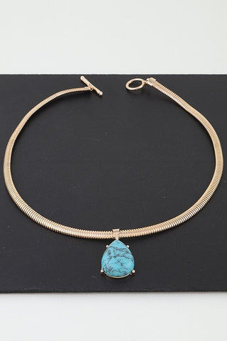 *Marble Teardrop Snake Chain Necklace - Simply Me Boutique