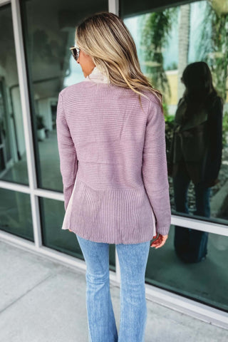 Mauve Faux Fur Suede Cardigan Jacket - Simply Me Boutique