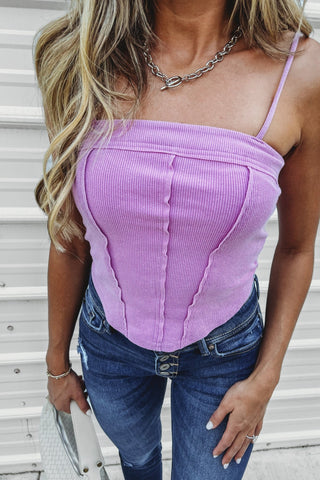 Mauve Style Muse Washed Rib Knit Cami Top - Simply Me Boutique