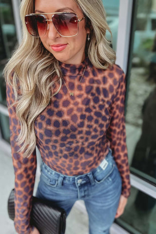 Mesh Leopard Bodysuit - Simply Me Boutique