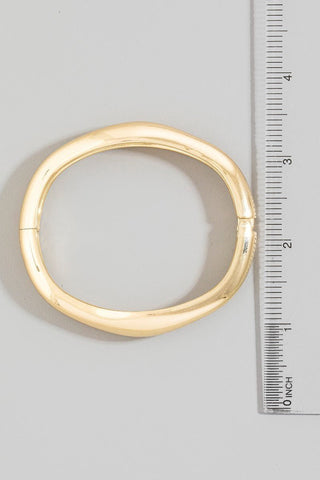 Metallic Sculpted Hinged Bangle Bracelet (Gold, Silver) - Simply Me Boutique