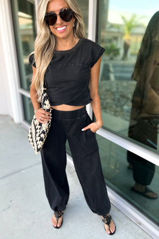 Midnight Mode Crop Top Pants SET - Simply Me Boutique