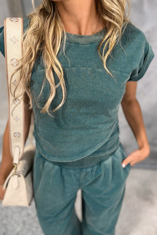 Midnight Mode Green Crop Top Pants SET - Simply Me Boutique