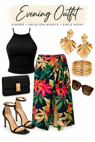 Midnight Tropics Wrap Skirt - Simply Me Boutique