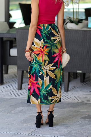 Midnight Tropics Wrap Skirt - Simply Me Boutique
