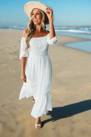 Miss You Most Lace Off White Midi Dress - Simply Me Boutique