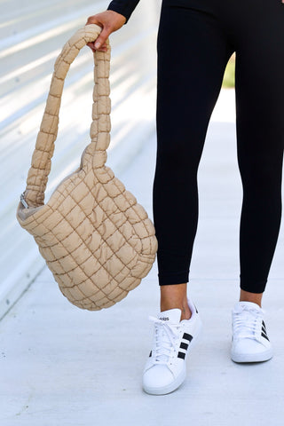 Mocha Quilted Carryall Bag - Simply Me Boutique