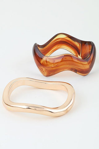 Modern Wave Cuff Bangle Bracelet Set - Simply Me Boutique