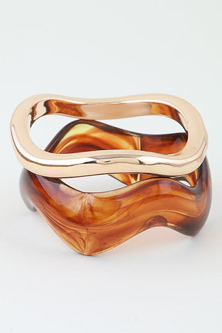 Modern Wave Cuff Bangle Bracelet Set - Simply Me Boutique