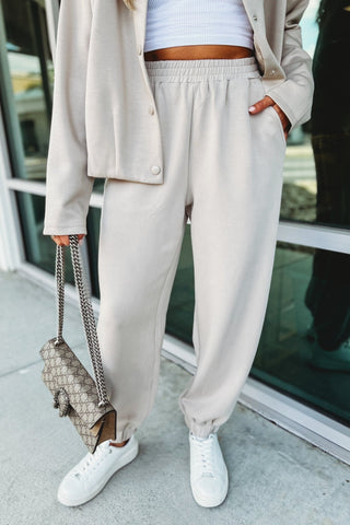 Monochrome Mood Luxe Fabric Joggers - Simply Me Boutique