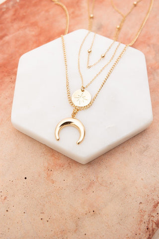 Moon Knight Layered Gold Necklace - Simply Me Boutique