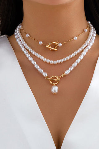 Multi Layered Delicate Pearl Chain Necklace - Simply Me Boutique