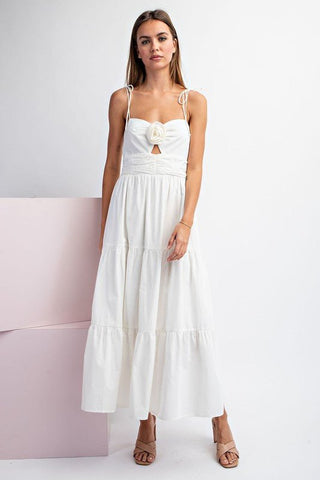My Plus One Rose Tiered Off White Midi Dress - Simply Me Boutique