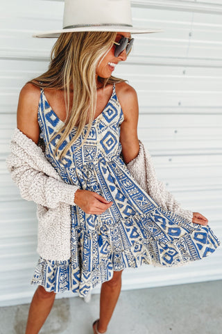 Mystic Mirage Blue Tiered Dress - Simply Me Boutique