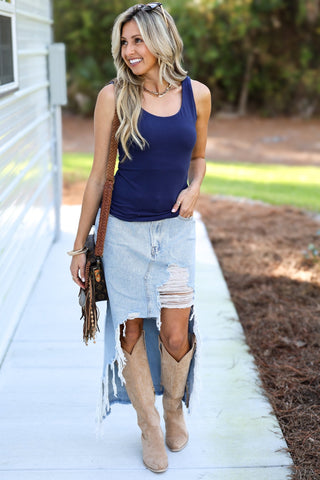 Navy Butter Soft Tank Top - Simply Me Boutique
