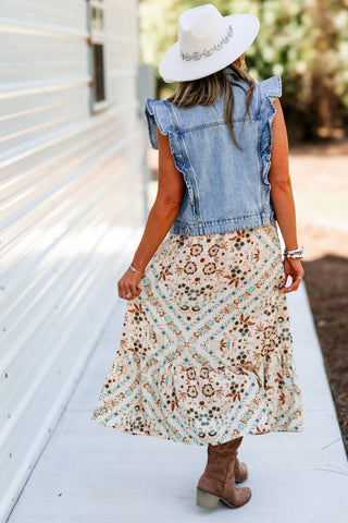 Neutral Oasis Strapless Boho Midi Dress - Simply Me Boutique