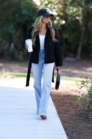 No Introductions Needed Cropped Trench Coat Jacket - Simply Me Boutique