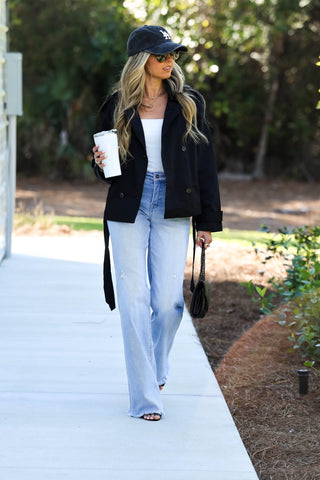 No Introductions Needed Cropped Trench Coat Jacket - Simply Me Boutique