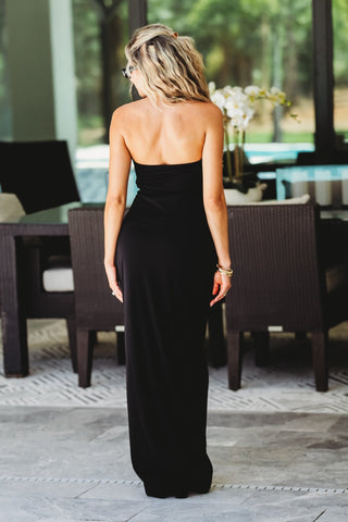 Noir Goddess Black Strapless Maxi Dress - Simply Me Boutique