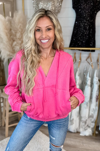 *Nora Acid Wash V Neck Hoodie 4 COLORS! - Simply Me Boutique