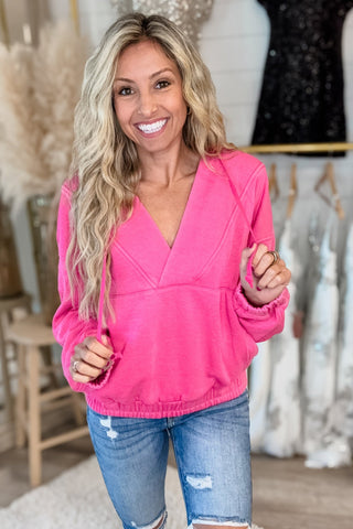*Nora Acid Wash V Neck Hoodie 4 COLORS! - Simply Me Boutique