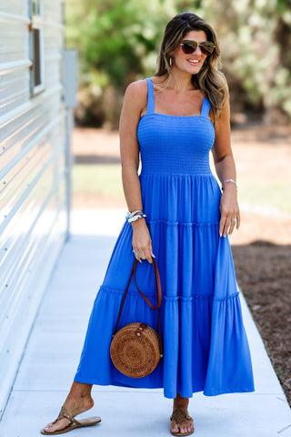 Ocean Blue More Than a Memory Midi Dress - Simply Me Boutique