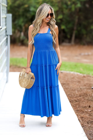 Ocean Blue More Than a Memory Midi Dress - Simply Me Boutique