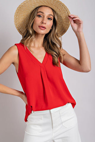 Office Basic V Neck Sleeveless Top - Simply Me Boutique