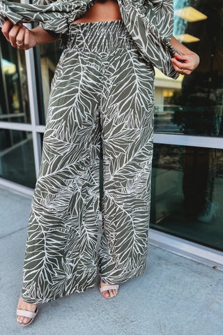 OLIVE Beautiful Day Wide Leg Print Pants - Simply Me Boutique