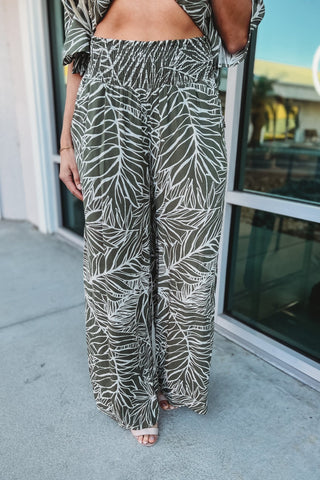 OLIVE Beautiful Day Wide Leg Print Pants - Simply Me Boutique