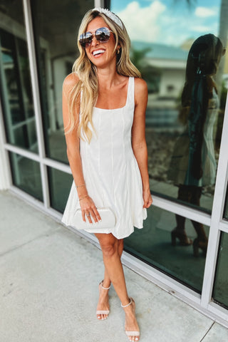 On Cloud Nine Bubble Hem Off White Dress - Simply Me Boutique