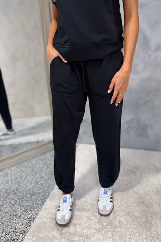 On The Go French Terry Black Joggers - Simply Me Boutique