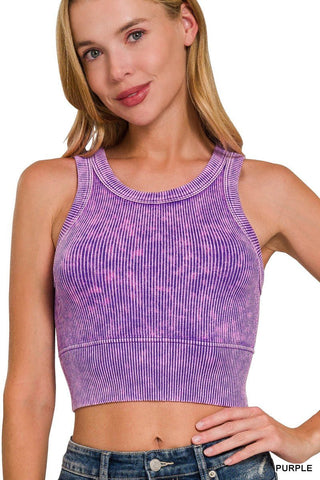 One Good Reason Stone Washed Ribbed Crop Top - Simply Me Boutique