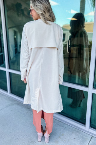 One More Time Drapey Ivory Coat - Simply Me Boutique